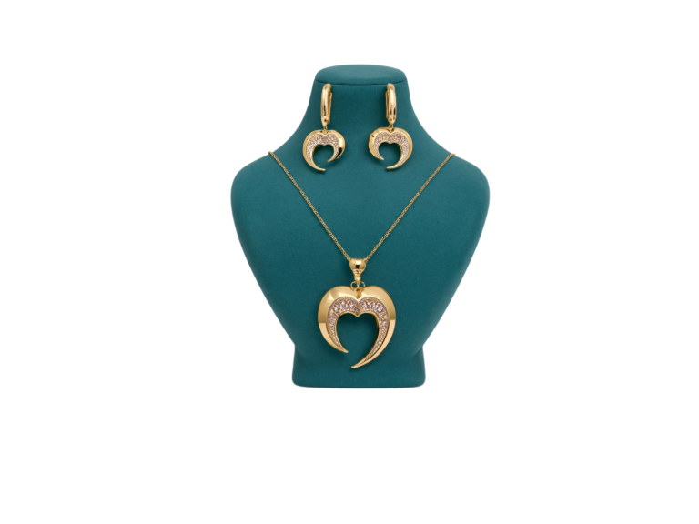 نیم ست زنانه ژوپینگ مدل قلب مدرن فول نگین